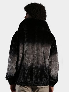 Man's Grey Degrade Diamond Section Mink Fur Jacket