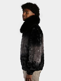 Man's Grey Degrade Diamond Section Mink Fur Jacket