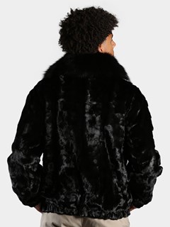 Man's Black Diamond Section Mink Fur Jacket