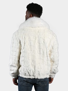 Man's White Diamond Section Mink Fur Jacket