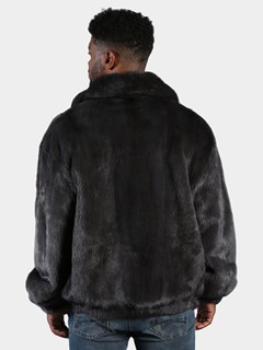 Man's Dyed Blue Iris Mink Fur Jacket