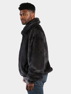 Man's Dyed Blue Iris Mink Fur Jacket