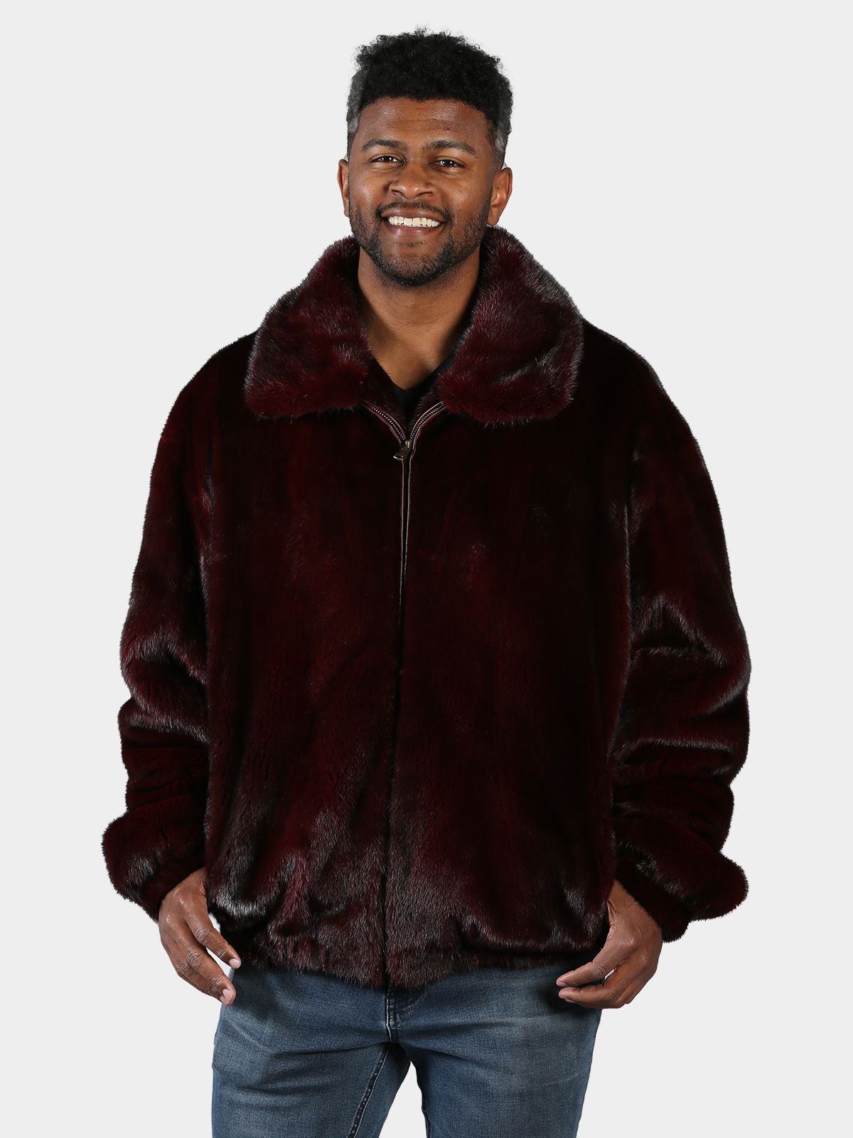 Man's Burgundy Mink Fur Jacket