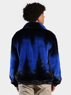 Man's Royal Blue Degrade Mink Fur Jacket