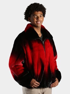 Man's Red Degrade Mink Fur Jacket