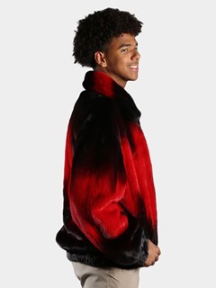 Man's Red Degrade Mink Fur Jacket