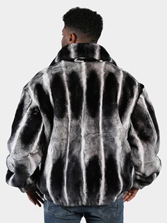 Man's Chinchilla Dyed Rex Rabbit Fur Jacket