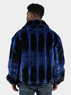 Man's Royal Blue Rex Rabbit Fur Jacket
