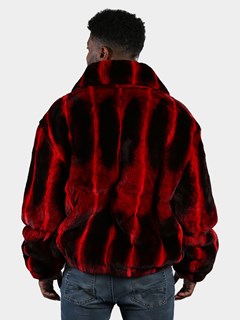 Man's Red Rex Rabbit Fur Jacket