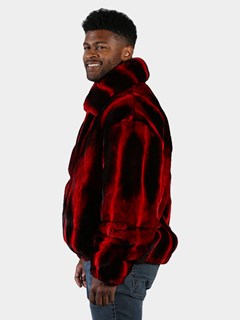 Man's Red Rex Rabbit Fur Jacket