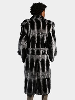 Man's Chinchilla Dyed Rex Rabbit Fur Pea Coat