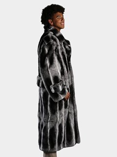 Man's Chinchilla Dyed Rex Rabbit Fur Pea Coat