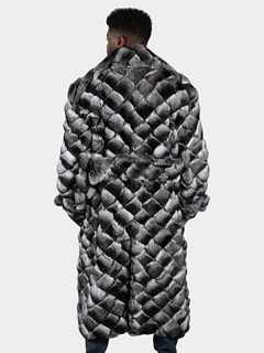 Man's Natural Chinchilla Square Sections Fur Coat