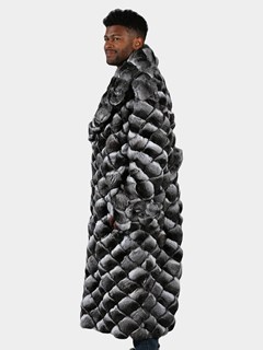 Man's Natural Chinchilla Square Sections Fur Coat