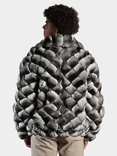 Man's Natural Chinchilla Square Sections Fur Jacket