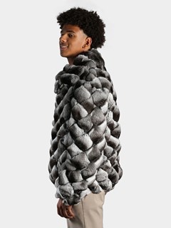 Man's Natural Chinchilla Square Sections Fur Jacket