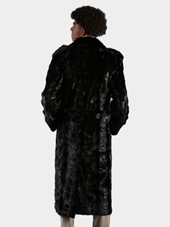 Man's Black Mink Section Full Length Fur Coat