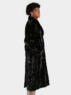 Man's Black Mink Section Full Length Fur Coat