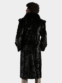 Man's Black Mink Section Full Length Fur Coat