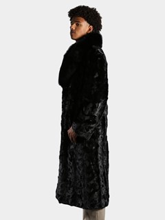Man's Black Mink Section Full Length Fur Coat