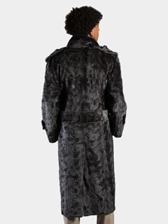 Man's Natural Blue Iris Mink Section Full Length Fur Coat