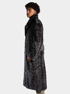 Man's Natural Blue Iris Mink Section Full Length Fur Coat