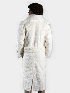 Man's White Mink Section Full Length Fur Coat