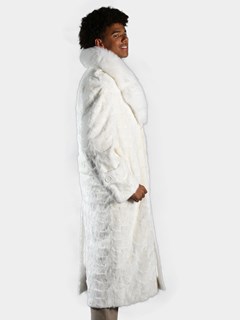 Man's White Mink Section Full Length Fur Coat