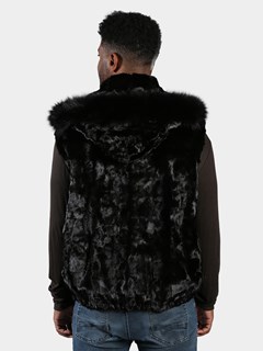 Man's Black Diamond Mink Fur Vest