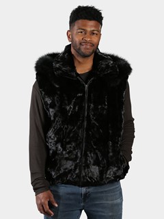 Man's Black Diamond Mink Fur Vest