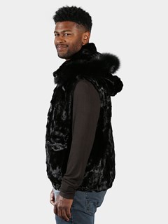 Man's Black Diamond Mink Fur Vest