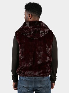 Man's Burgundy Diamond Mink Fur Vest