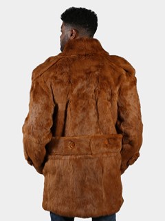 Man's Whiskey Full Skin Rabbit Fur Pea Coat