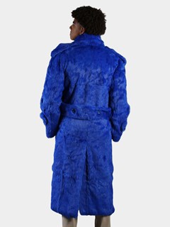 Man's Royal Blue Full Skin Rabbit Fur Trench Coat