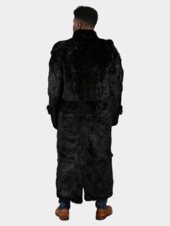 Man's Black Full Skin Rabbit Fur Trench Coat