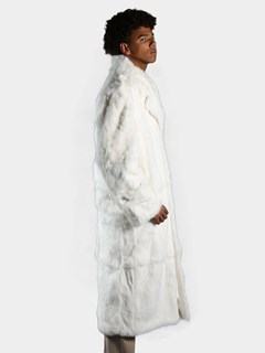 Man's White Full Skin Rabbit Fur Trench Coat