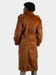 Man's Whiskey Full Skin Rabbit Fur Trench Coat