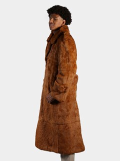 Man's Whiskey Full Skin Rabbit Fur Trench Coat