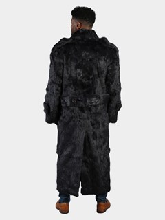 Man's Grey Full Skin Rabbit Fur Trench Coat