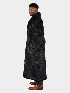 Man's Grey Full Skin Rabbit Fur Trench Coat