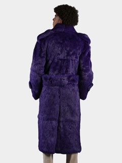 Man's Purple Full Skin Rabbit Fur Trench Coat