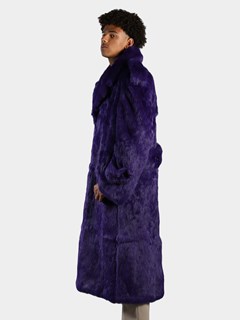 Man's Purple Full Skin Rabbit Fur Trench Coat