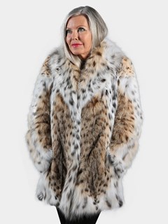 Woman's Natural Cat Lynx Fur Jacket
