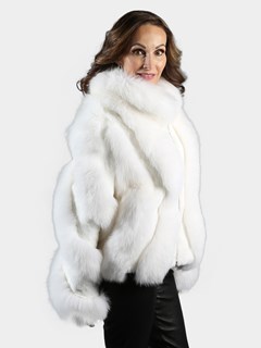 Woman's Dyed White Fox Fur Jacket
