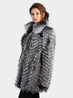Woman's Natural Silver Fox Fur Stroller
