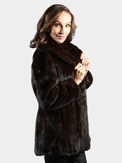 Woman's Mahogany Female Mink Fur Jacket