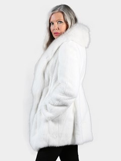 Woman's White Mink and Platinum Fox Fur Swing Stroller