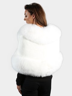 Woman's White Mink Fur Capelet with Matching Fox Trim