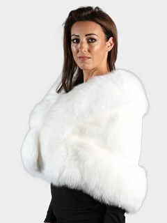 Woman's White Mink Fur Capelet with Matching Fox Trim