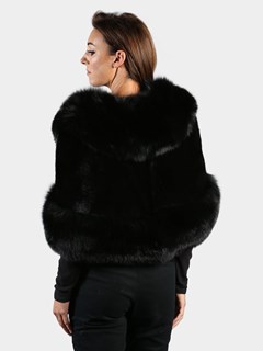 Woman's Black Mink Fur Capelet with Matching Fox Trim